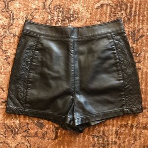 Black Leather High Waisted Shorts